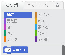 ［動き］グループ［○歩動かす］ブロック