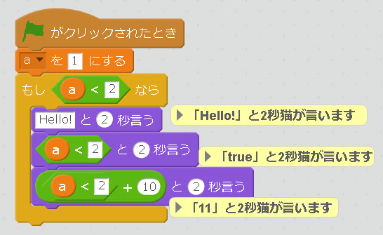 真偽ブロックを使ったスクリプトの例 完成版